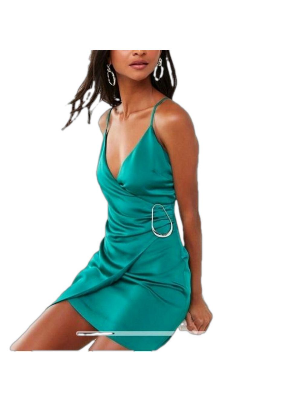 Satin Green Mini Dress Party Event